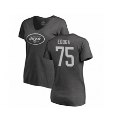 Football Women's New York Jets #75 Chuma Edoga Ash One Color T-Shirt