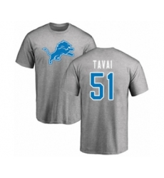 Football Detroit Lions #51 Jahlani Tavai Ash Name & Number Logo T-Shirt