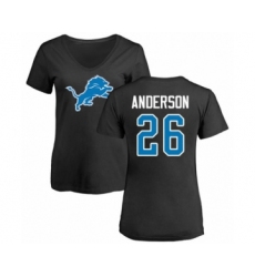 Football Women's Detroit Lions #26 C.J. Anderson Black Name & Number Logo T-Shirt
