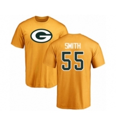 Football Green Bay Packers #55 Za'Darius Smith Gold Name & Number Logo T-Shirt