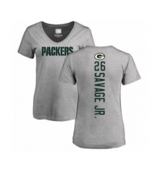 Football Women's Green Bay Packers #26 Darnell Savage Jr. Ash Backer V-Neck T-Shirt
