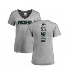 Football Women's Green Bay Packers #55 Za'Darius Smith Ash Backer V-Neck T-Shirt