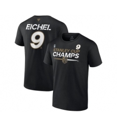 Men's Vegas Golden Knights #9 Jack Eichel Black 2023 Stanley Cup Champions Pro Name & Number T-Shirt