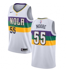 Men's Nike New Orleans Pelicans #55 E'Twaun Moore Swingman White NBA Jersey - City Edition