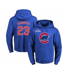 Cubs #23 Ryne Sandberg Blue 2016 World Series Champions Primary Logo Pullover MLB Hoodie