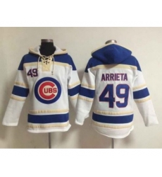 Men's Chicago Cubs #49 Jake Arrieta Home White MLB Hoodie