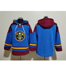 Men's Denver Nuggets Blank Blue Red Lace-Up Pullover Hoodie