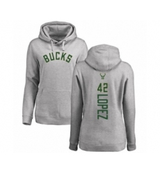 Basketball Women's Milwaukee Bucks #42 Robin Lopez Ash Backer Pullover Hoodie