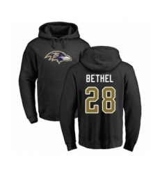 Football Baltimore Ravens #28 Justin Bethel Black Name & Number Logo Pullover Hoodie