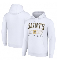 Men's New Orleans Saints White Throwback Logo Pullover Hoodie