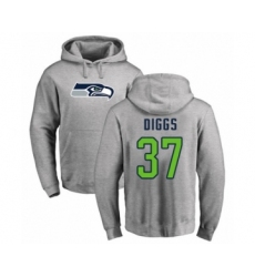 Football Seattle Seahawks #37 Quandre Diggs Ash Name & Number Logo Pullover Hoodie