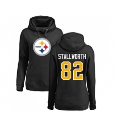 Football Women's Pittsburgh Steelers #82 John Stallworth Black Name & Number Logo Pullover Hoodie