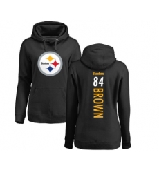 Football Women's Pittsburgh Steelers #84 Antonio Brown Black Backer Pullover Hoodie