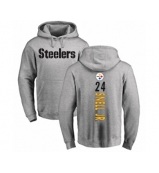 Pittsburgh Steelers #24 Benny Snell Jr. Ash Backer Pullover Hoodie