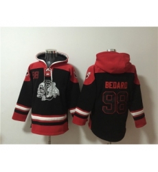 Men's Chicago Blackhawks #98 Connor Bedard Black Lace-Up Pullover Hoodie