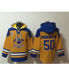Men's St. Louis Blues #50 Jordan Binnington Yellow Ageless Must-Have Lace-Up Pullover Hoodie
