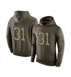 Football Men's San Francisco 49ers #31 Raheem Mostert Green Salute To Service Pullover Hoodie