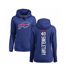 Football Women's Buffalo Bills #40 Devin Singletary Royal Blue Backer Pullover Hoodie