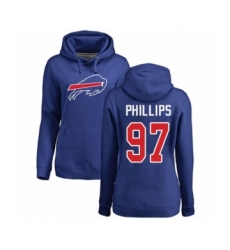 Football Women's Buffalo Bills #97 Jordan Phillips Royal Blue Name & Number Logo Pullover Hoodie