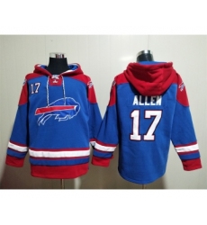 Men's Buffalo Bills #17 Josh Allen Blue Ageless Must Have Lace Up Pullover Hoodie