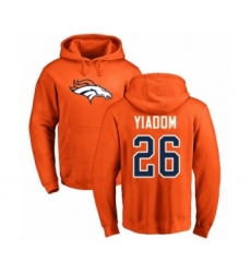 Football Denver Broncos #26 Isaac Yiadom Orange Name & Number Logo Pullover Hoodie