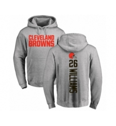 Football Cleveland Browns #26 Greedy Williams Ash Backer Pullover Hoodie