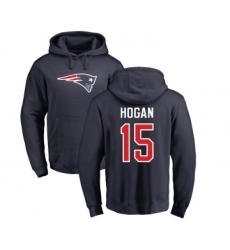 Football New England Patriots #15 Chris Hogan Navy Blue Name & Number Logo Pullover Hoodie