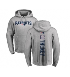 Football New England Patriots #62 Joe Thuney Ash Backer Pullover Hoodie