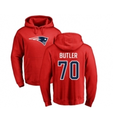 Football New England Patriots #70 Adam Butler Red Name & Number Logo Pullover Hoodie