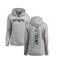 Football Women's New England Patriots #45 Donald Trump Ash Backer Pullover Hoodie