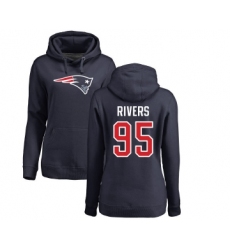 Football Women's New England Patriots #95 Derek Rivers Navy Blue Name & Number Logo Pullover Hoodie