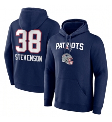 Men's New England Patriots #38 Rhamondre Stevenson Navy Team Wordmark Player Name & Number Pullover Hoodie
