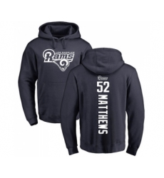 Football Los Angeles Rams #52 Clay Matthews Navy Blue Backer Pullover Hoodie