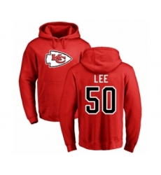 Football Kansas City Chiefs #50 Darron Lee Red Name & Number Logo Pullover Hoodie