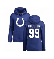 Football Women's Indianapolis Colts #99 Justin Houston Royal Blue Name & Number Logo Pullover Hoodie
