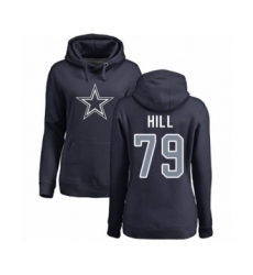 Football Women's Dallas Cowboys #79 Trysten Hill Navy Blue Name & Number Logo Pullover Hoodie