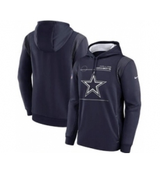 Men's Dallas Cowboys 2021 Navy Sideline Logo Performance Pullover Hoodie