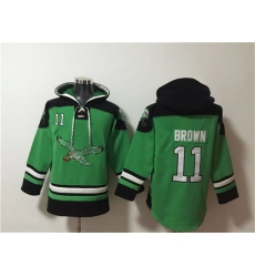 Men's Philadelphia Eagles #11 A. J. Brown Green Ageless Must-Have Lace-Up Pullover Hoodie