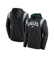 Mens Philadelphia Eagles Black Sideline Stack Performance Pullover Hoodie