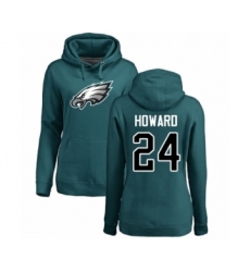 Women's Philadelphia Eagles #24 Jordan Howard Green Name & Number Logo Pullover Hoodie