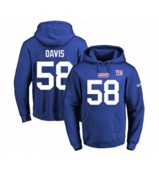 Football Men's New York Giants #58 Tae Davis Royal Blue Name & Number Pullover Hoodie