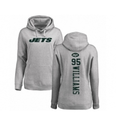 Football Women's New York Jets #95 Quinnen Williams Ash Backer Pullover Hoodie