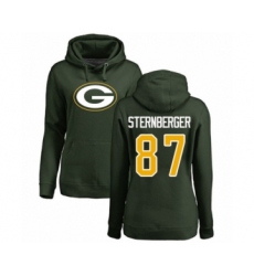 Football Women's Green Bay Packers #87 Jace Sternberger Green Name & Number Logo Pullover Hoodie