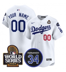 Men's Los Angeles Dodgers ACTIVE PLAYER Custom White 2024 World Series With Fernando Memorial Patch Limited Stitched Baseball Jersey