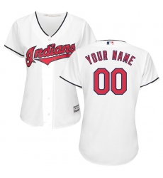 Women's Cleveland Indians Majestic White Home Cool Base Custom Jersey