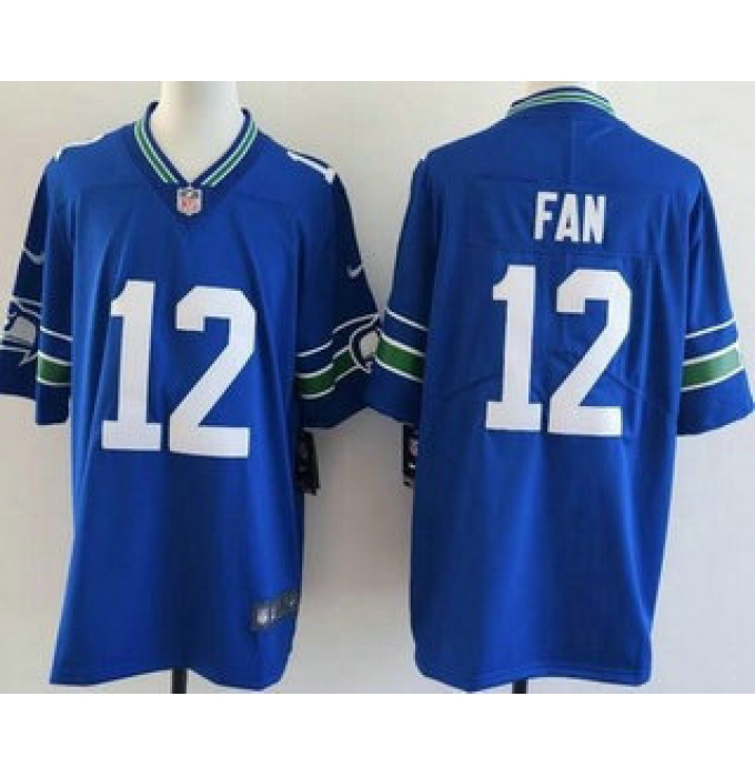 Men's Seattle Seahawks #12 Fan Limited Blue Throwback Vapor Jersey