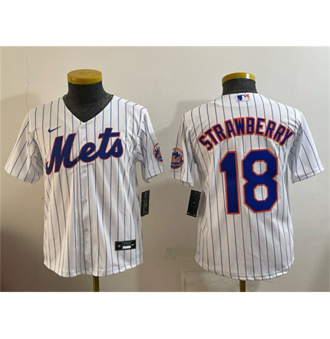 Youth Chicago Cubs #18 Darryl Strawberry White Cool Base Stitched Baseball Jersey
