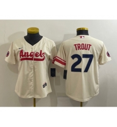 Women's Los Angeles Angels #27 Mike Trout Cream 2022 City Connect Cool Base Stitched Jersey
