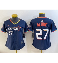 Women's Houston Astros #27 Jose Altuve Navy 2025 City Connect With Texas Limited Stitched Baseball Jersey(Run Small)