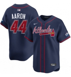 Men's Atlanta Braves #44 Hank Aaron Navy 2025 Speedway Classic Alternate Limited Stitched Baseball Jersey